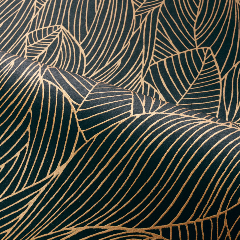 Papier peint intissé Hosta noir doré - Jardin Félicia - Casamance - 76602344