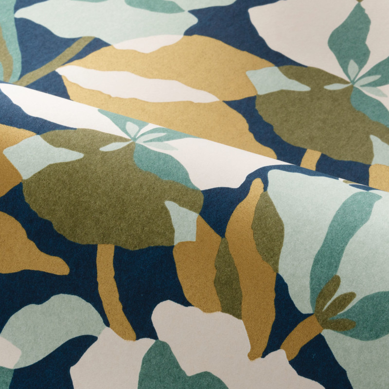 Papier peint intissé Amaryllis marine et doré - Jardin Félicia - Casamance - 76581222