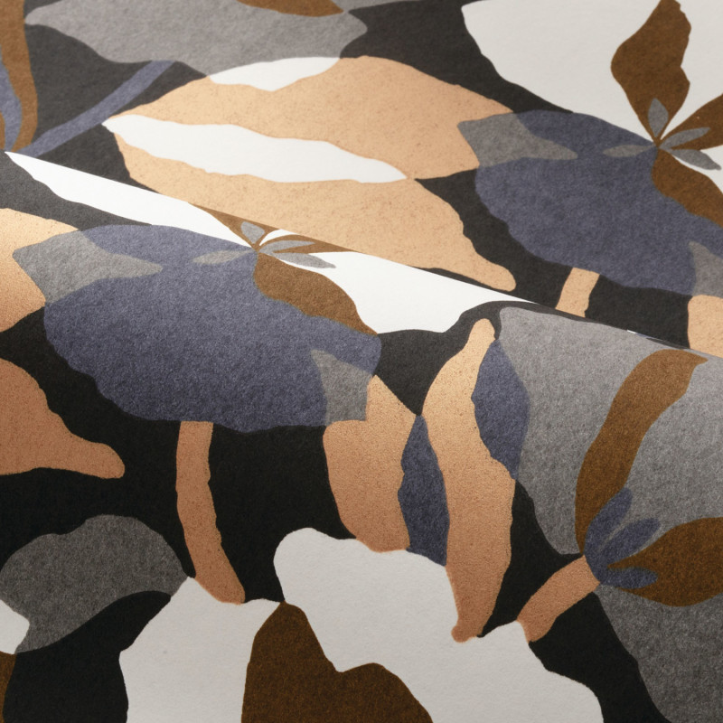Papier peint intissé Amaryllis noir et doré - Jardin Félicia - Casamance - 76581120