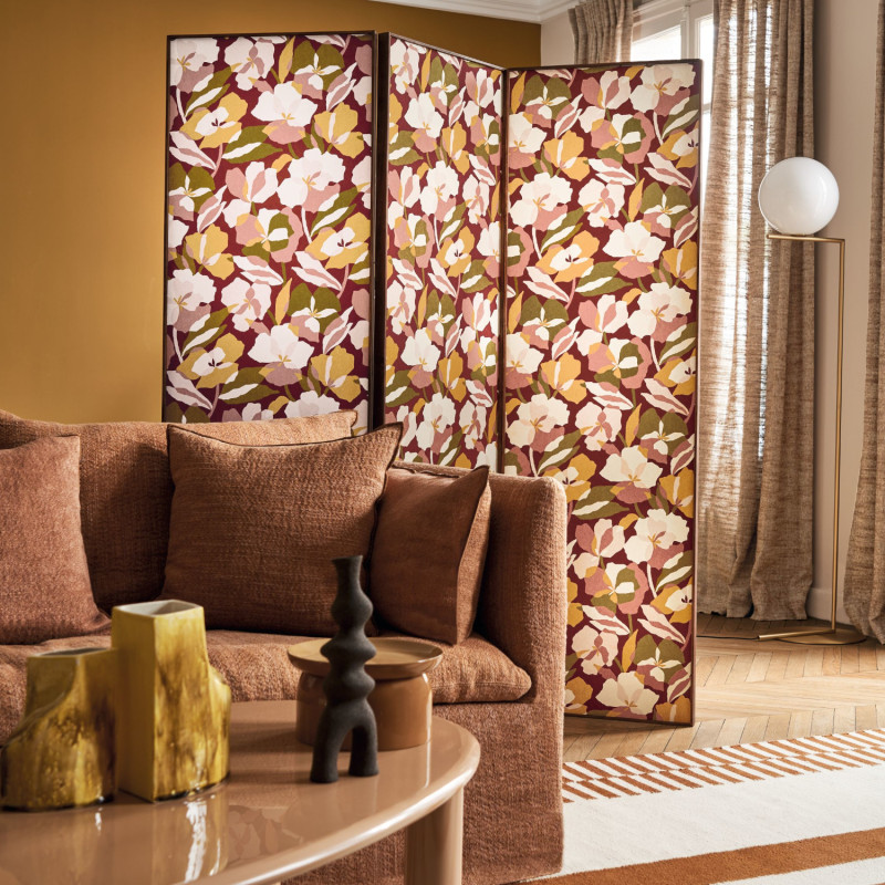 Papier peint intissé Amaryllis grenate et blush - Jardin Félicia - Casamance - 76580916