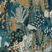 Papier peint intissé Erica bleu marine et ocre - Jardin Félicia - Casamance - 76570406