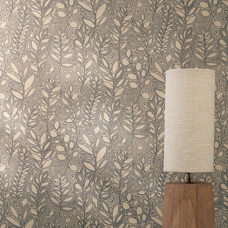 Papier peint vinyle sur intissé Astragale latte - Palmadora - Casamance - 76681018