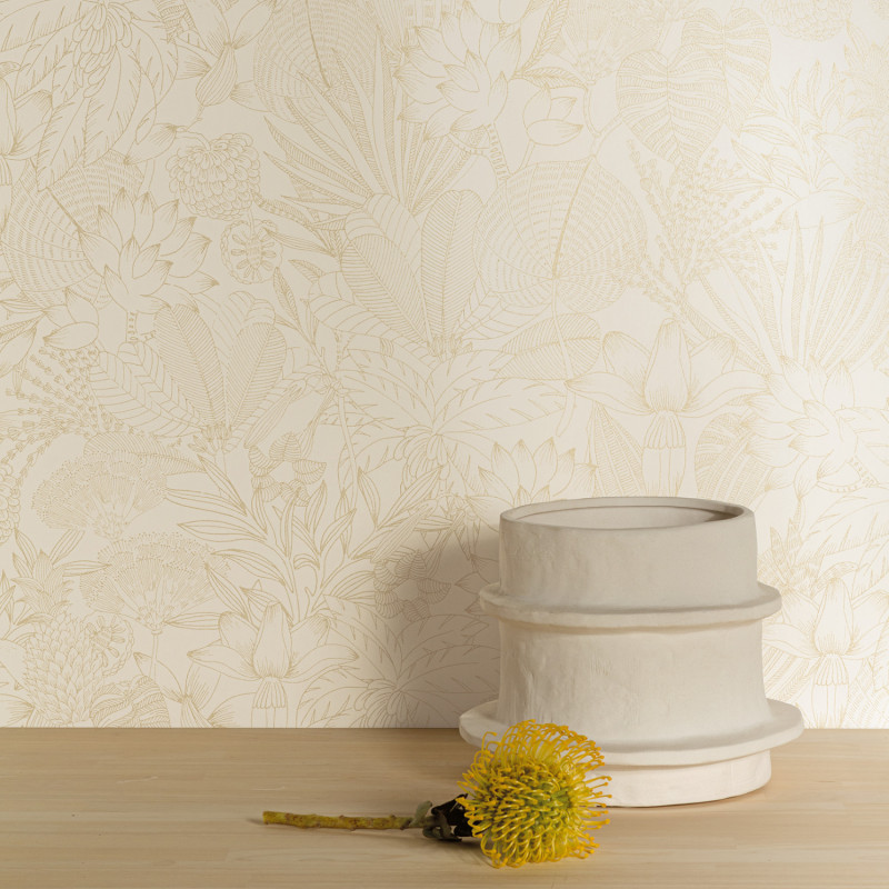Papier peint intissé Bellis Gold or - Romance - Masureel - ROM102