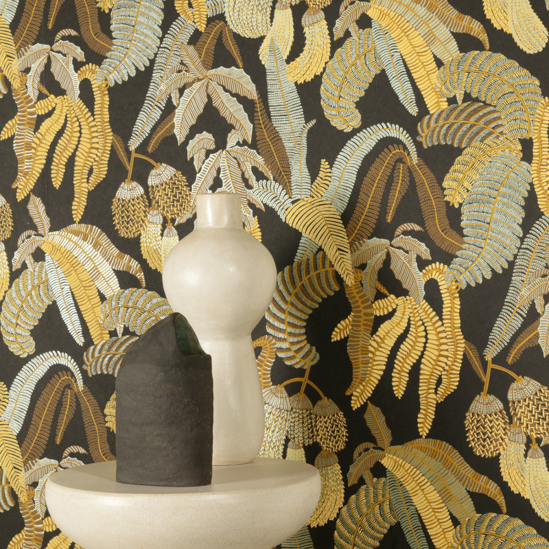 Papier peint intissé Ninfa Ceylon noir - Romance - Masureel - ROM002