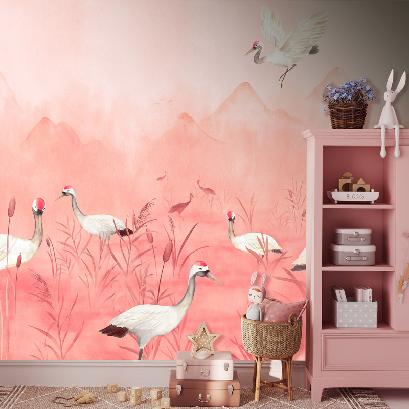 Panoramique intissé Danse de la Grue rose - 212X280cm - Farandole - Lutèce - CW6150-1