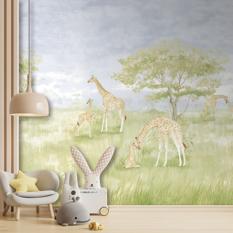 Panoramique intissé Troupeau de Girafes - 212X280cm - Farandole - Lutèce - CW6112-2