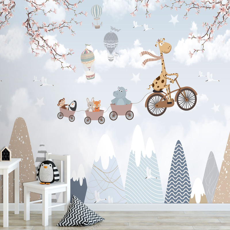 Panoramique intissé Cyclistes de Haut Vol - 265X280cm - Farandole - Lutèce - CW6033-1