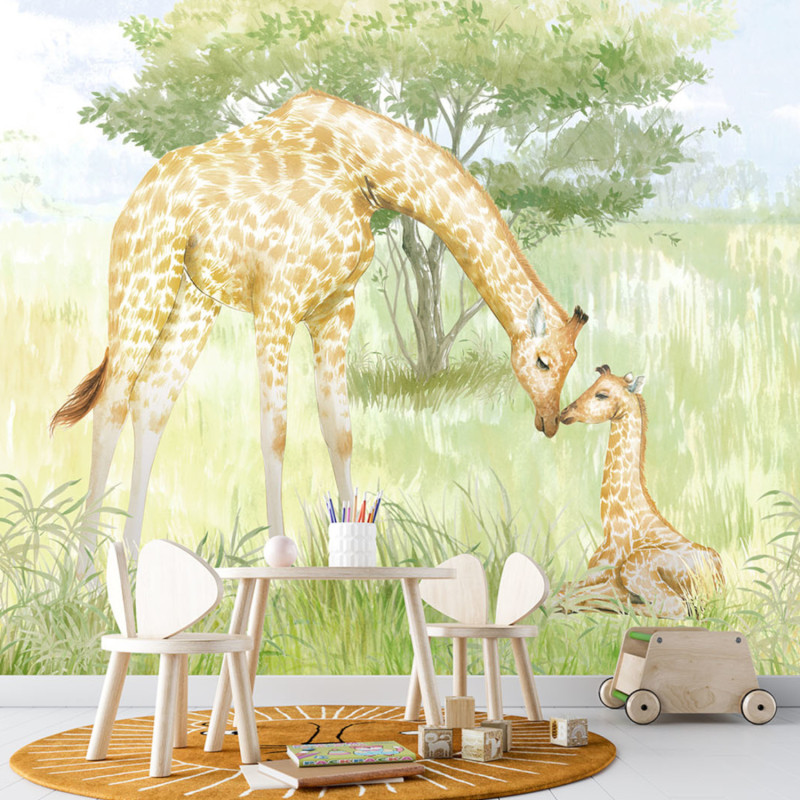 Panoramique intissé Maman et Bébe Girafe - 212X280cm - Farandole - Lutèce - CW6115-2