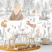 Panoramique intissé Animaux de la forêt - 212X280cm - Farandole - Lutèce - CW6043-1