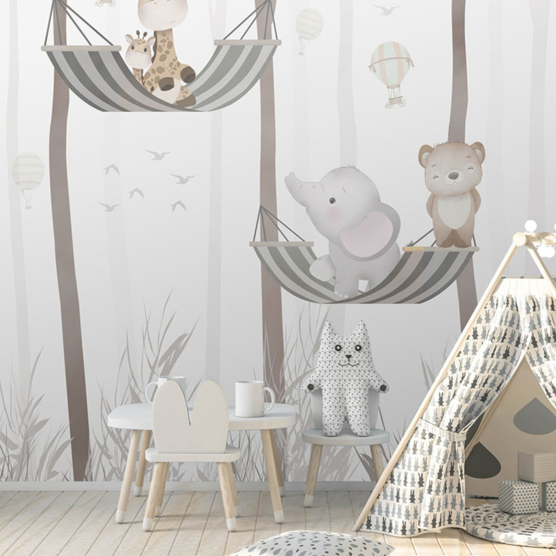 Panoramique intissé Bébés Animaux dans la Forêt - 212X280cm - Farandole - Lutèce - CW6032-1