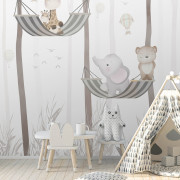 Panoramique intissé Bébés Animaux dans la Forêt - 212X280cm - Farandole - Lutèce - CW6032-1