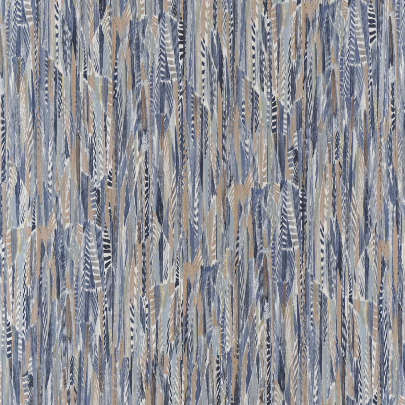 Papier peint vinyle sur intissé Lahna bleu et taupe - Le Velours - CASAMANCE - 74654860