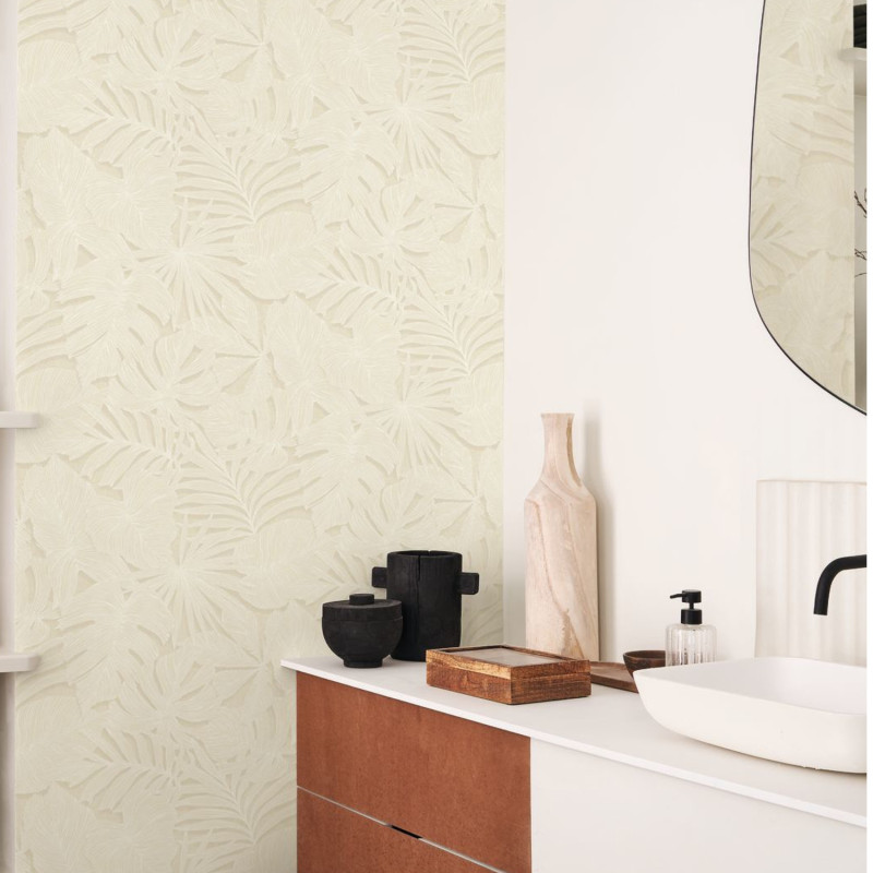 Papier peint vinyle sur intissé Granada beige crème - Vegetals - Casadeco - VEGE86431188