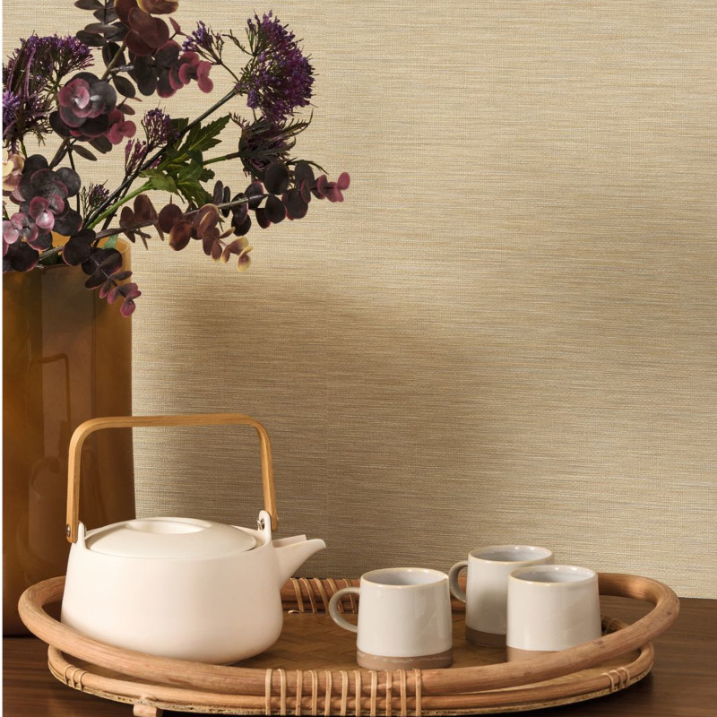 Papier peint vinyle sur intissé Boaco beige paille - Vegetals - Casadeco - VEGE201301515