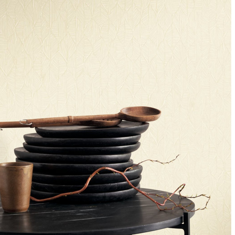 Papier peint vinyle sur intissé Tarrazu beige sable - Vegetals - Casadeco - VEGE201271221