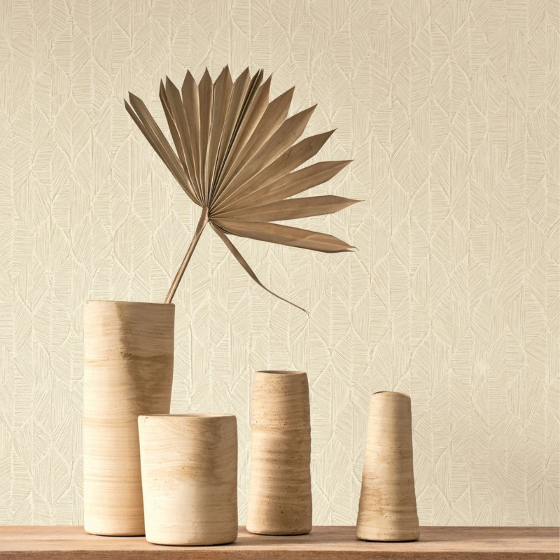 Papier peint vinyle sur intissé Tarrazu beige - Vegetals - Casadeco - VEGE201271202