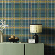 Papier peint intissé Tartan vert émeraude - Maison Paradis - Lutèce - MP15576