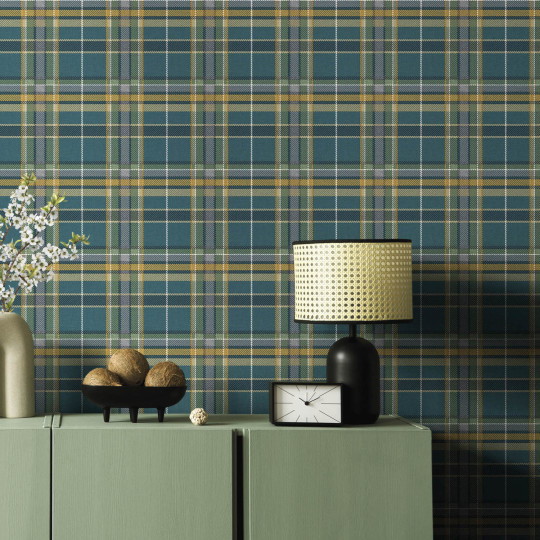 Papier peint intissé Tartan...
