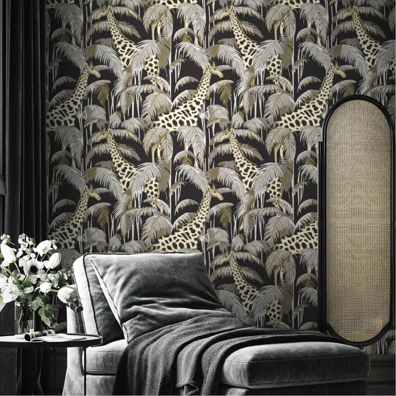 Papier peint intissé Girafe noir - Maison Paradis - Lutèce - MP15529