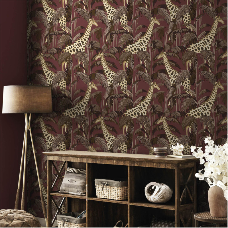 Papier peint intissé Girafe bordeaux - Maison Paradis - Lutèce - MP15528