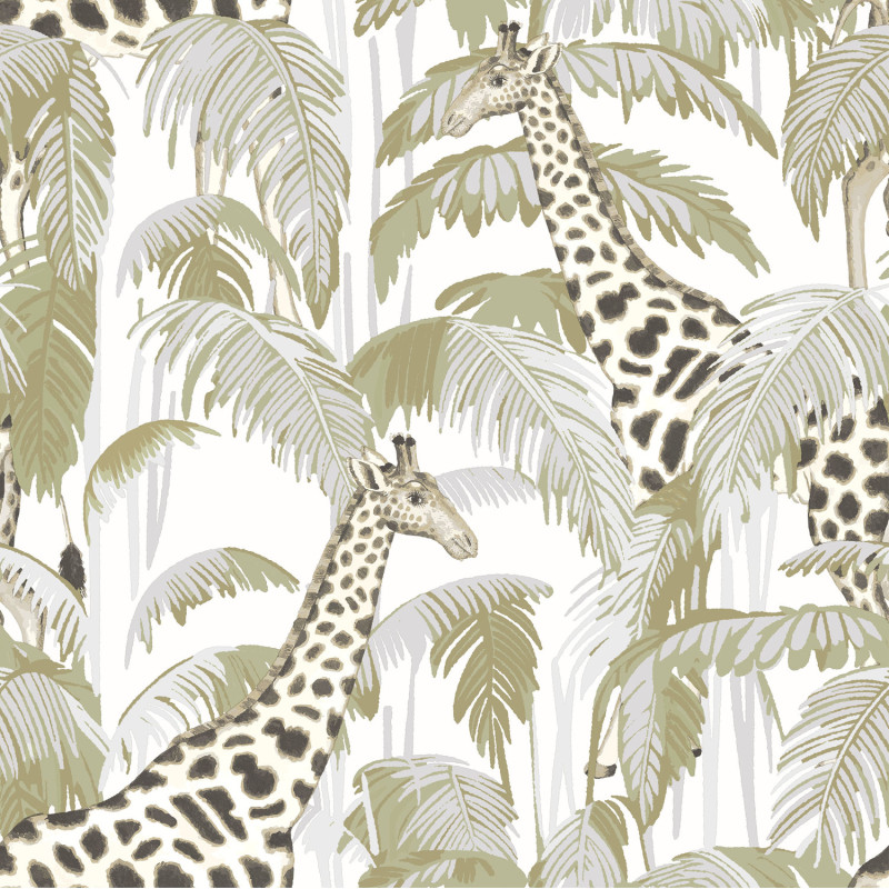 Papier peint intissé Girafe vert - Maison Paradis - Lutèce - MP15527