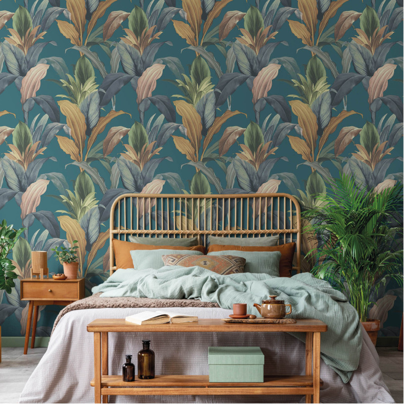 Papier peint intissé Ananas bleu turquoise - Maison Paradis - Lutèce - MP15515