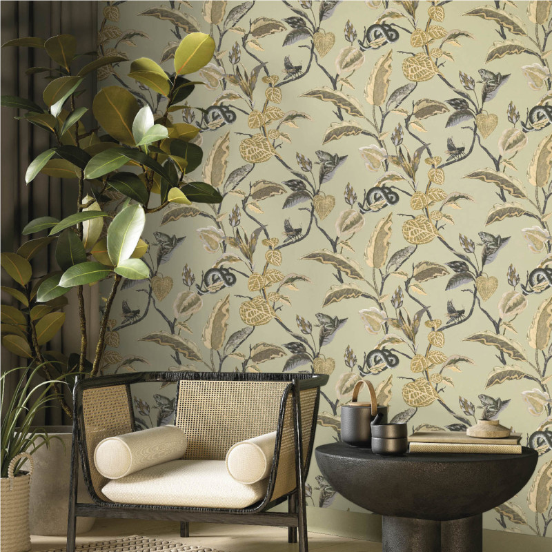 Papier peint intissé Botanique vert doux - Maison Paradis - Lutèce - MP15509