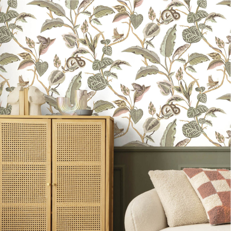 Papier peint intissé Botanique blanc et vert - Maison Paradis - Lutèce - MP15507