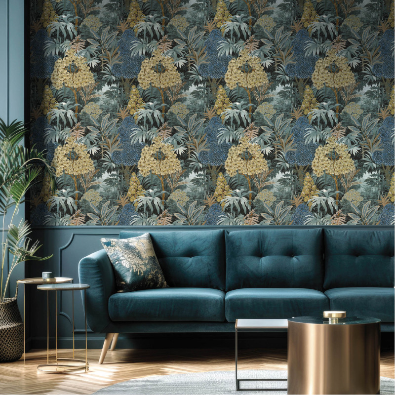 Papier peint intissé Artémis bleu pétrole - Maison Paradis - Lutèce - MP15502