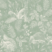 Papier peint intissé Woodland Toile de Jouy forêt vert - Beaux-Arts - Lutèce - M1801