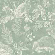 Papier peint intissé Woodland Toile de Jouy forêt vert - Beaux-Arts - Lutèce - M1801