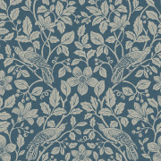 Papier peint intissé Marlow Oiseau Feuillage bleu - Beaux-Arts - Lutèce - M1818