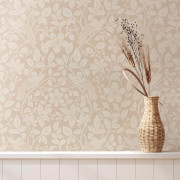Papier peint intissé Marlow Oiseau Feuillage beige lin - Beaux-Arts - Lutèce - M1817