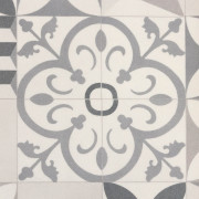 Sol PVC - Feliz 592 carreaux de ciment gris anthracite écru - Texmark - Prestige - IVC - rouleau 4M