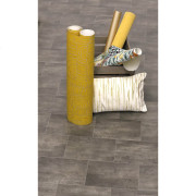 Sol PVC - Brighton 594 Carrelage marron gris anthracite métallisé - Texmark - Prestige - IVC - rouleau 4M