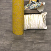 Sol PVC - Brighton 594 Carrelage marron gris anthracite métallisé - Texmark - Prestige - IVC - rouleau 4M