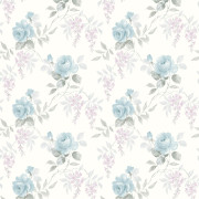 Papier peint intissé Charmaine rameau floral bleu layette - Alice et Rose - Lutèce - VI81902