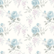 Papier peint intissé Charmaine rameau floral bleu layette - Alice et Rose - Lutèce - VI81902