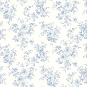 Papier peint intissé Bernadette rosier grimpant bleu porcelaine - Alice et Rose - Lutèce - VI81702