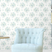 Papier peint intissé Mélina buisson de fleurs bleu porcelaine - Alice et Rose - Lutèce - VI81402