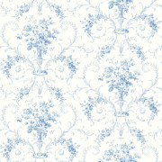 Papier peint intissé Éléanor médaillon vase fleuri bleu porcelaine - Alice et Rose - Lutèce - VI81202
