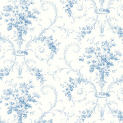 Papier peint intissé Éléanor médaillon vase fleuri bleu porcelaine - Alice et Rose - Lutèce - VI81202