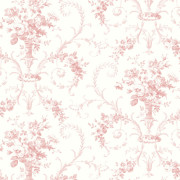 Papier peint intissé Éléanor médaillon vase fleuri bois de rose - Alice et Rose - Lutèce - VI81201