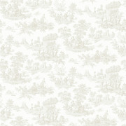 Papier peint intissé Églantine toile de Jouy grège - Alice et Rose - Lutèce - VI81005