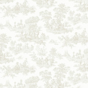 Papier peint intissé Églantine toile de Jouy grège - Alice et Rose - Lutèce - VI81005