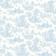 Papier peint intissé Églantine toile de Jouy bleu porcelaine - Alice et Rose - Lutèce - VI81002
