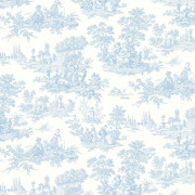 Papier peint intissé Églantine toile de Jouy bleu porcelaine - Alice et Rose - Lutèce - VI81002