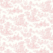 Papier peint intissé Églantine toile de Jouy rose - Alice et Rose - Lutèce - VI81001