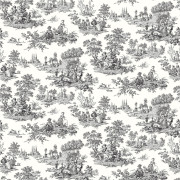 Papier peint intissé Églantine toile de Jouy noir réglisse - Alice et Rose - Lutèce - VI81000