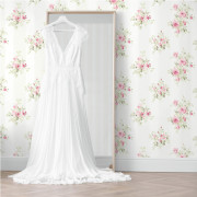 Papier peint intissé Celestia large rayure floral rose et beige - Alice et Rose - Lutèce - VI80901